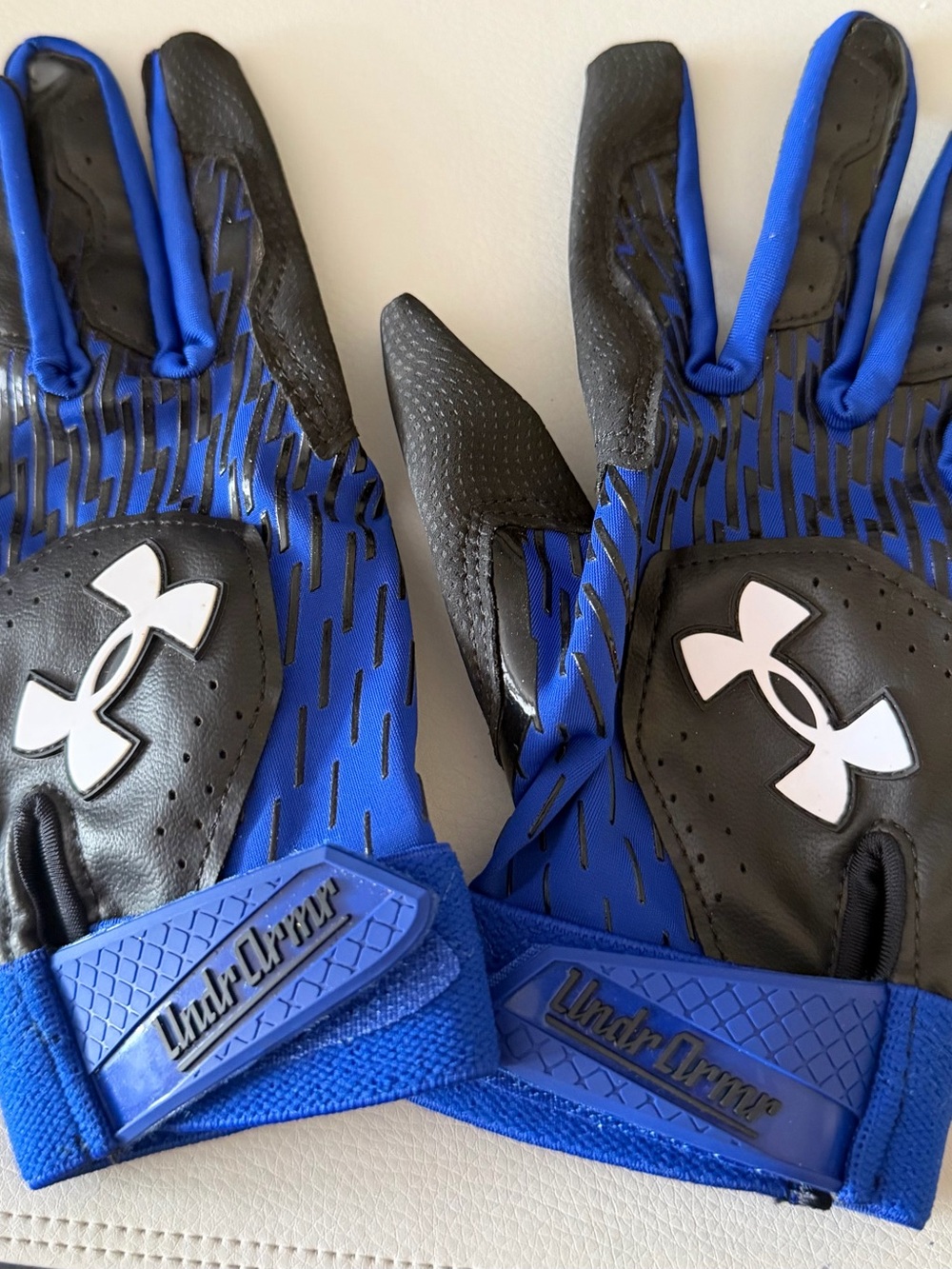 Under Armour Blue Black White Youth Batting Gloves